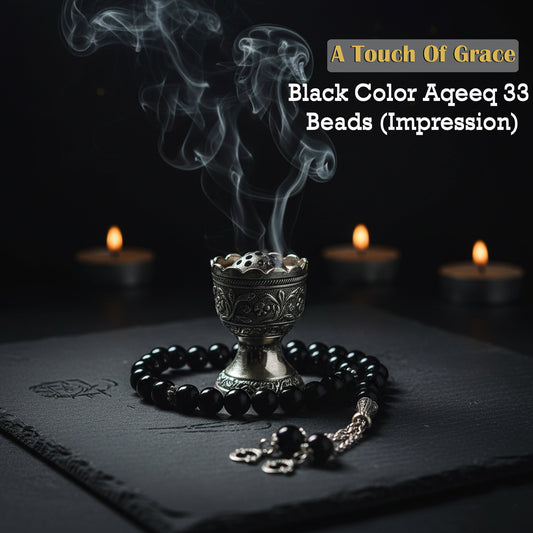 Black Aqeeq 33 Beads Tasbih (Impression)