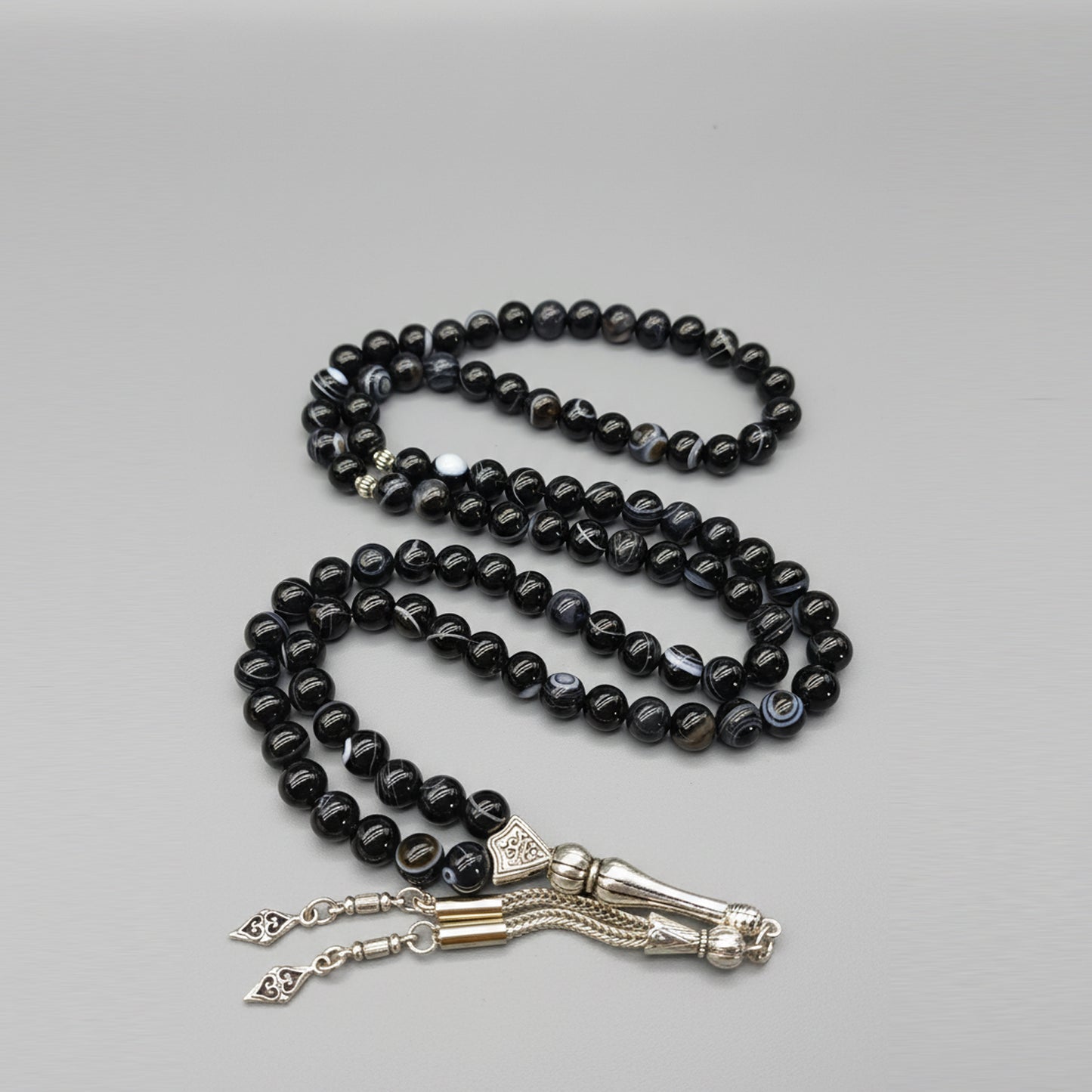 Original Black Color Aqeeq 100 Beads Tasbih