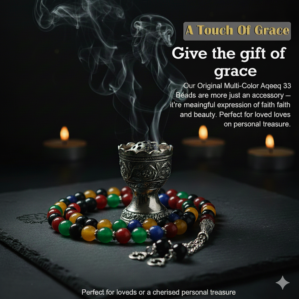 Original Multi Color Aqeeq 100 Beads Tasbih