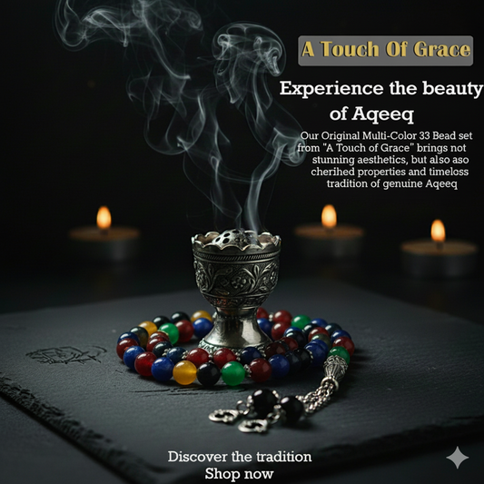 Original Multi Color Aqeeq 100 Beads Tasbih