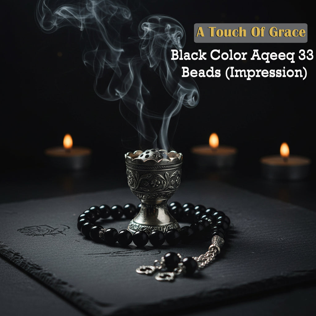 Black Aqeeq 33 Beads Tasbih (Impression)