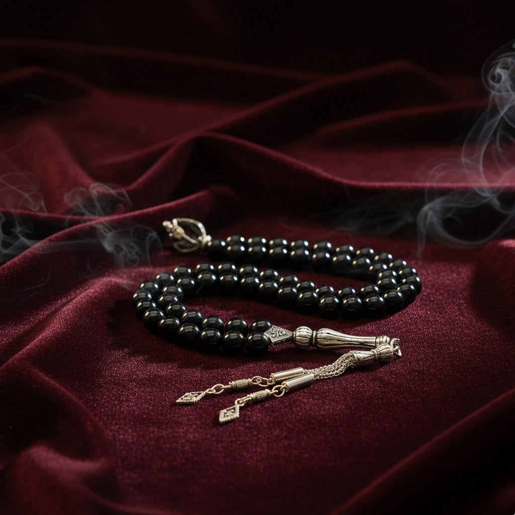 Original Black Color Aqeeq 100 Beads Tasbih