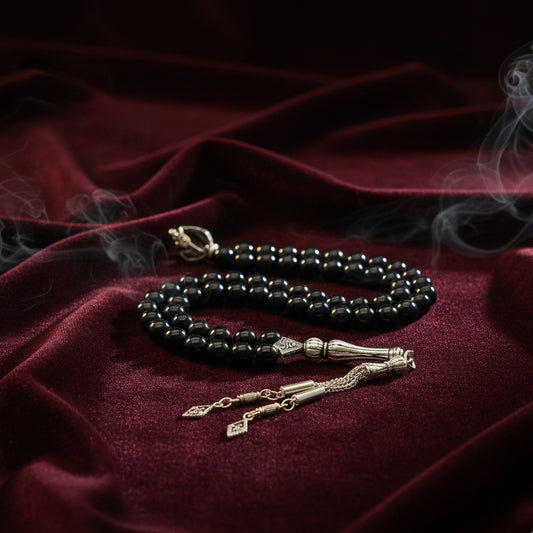 Original Black Color Aqeeq 100 Beads Tasbih