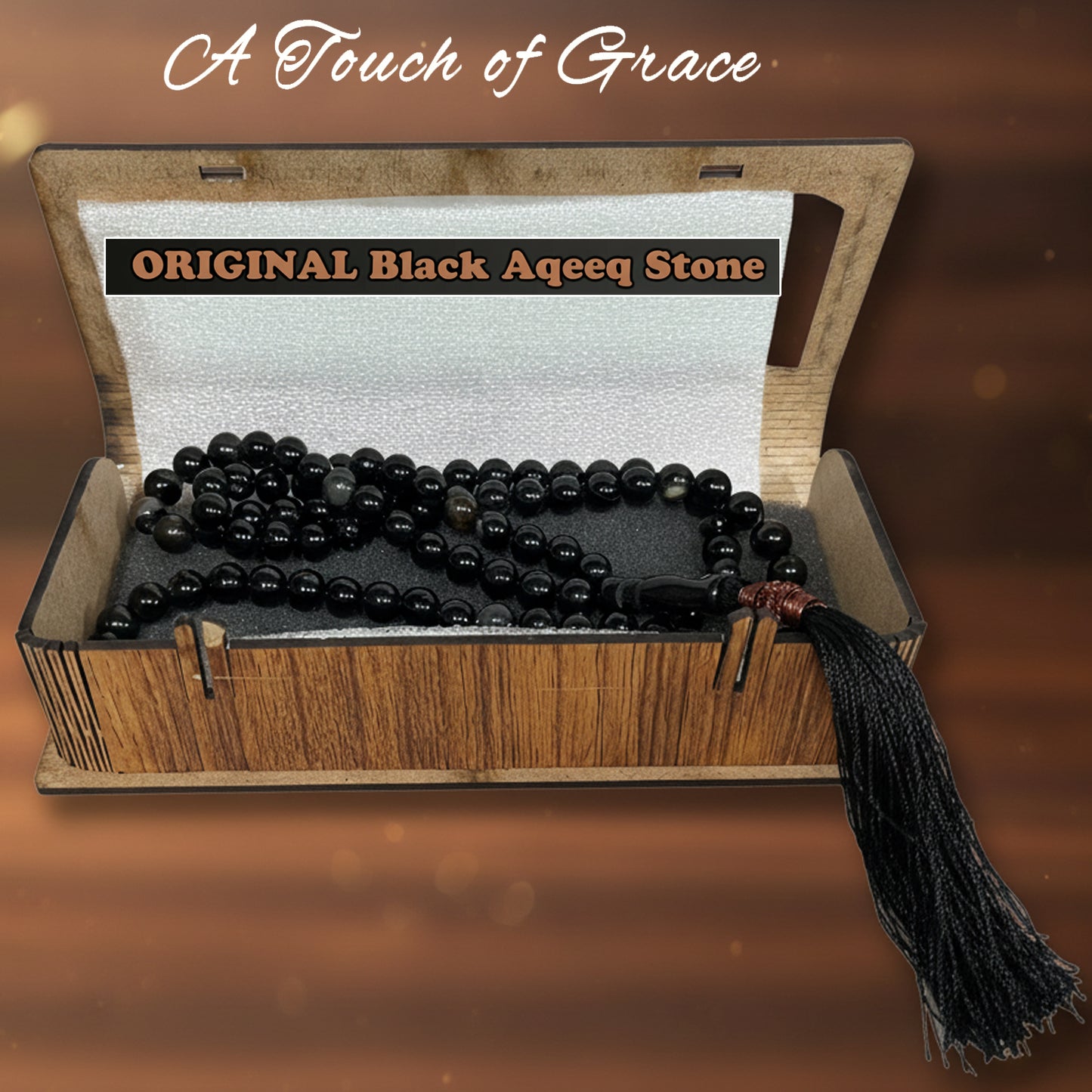 Original Black Color Aqeeq 100 Beads Tasbih