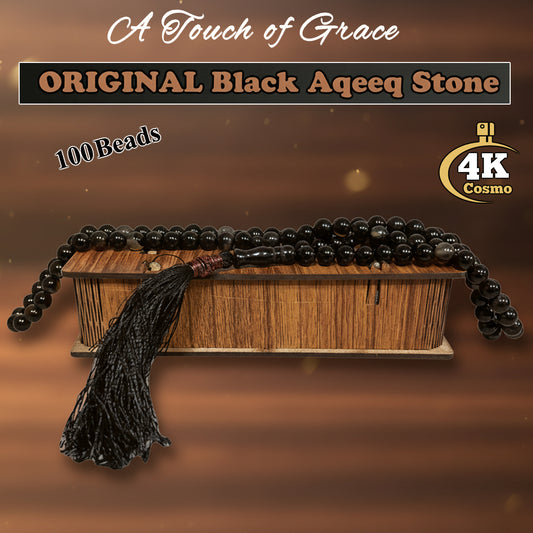 Original Black Color Aqeeq 100 Beads Tasbih