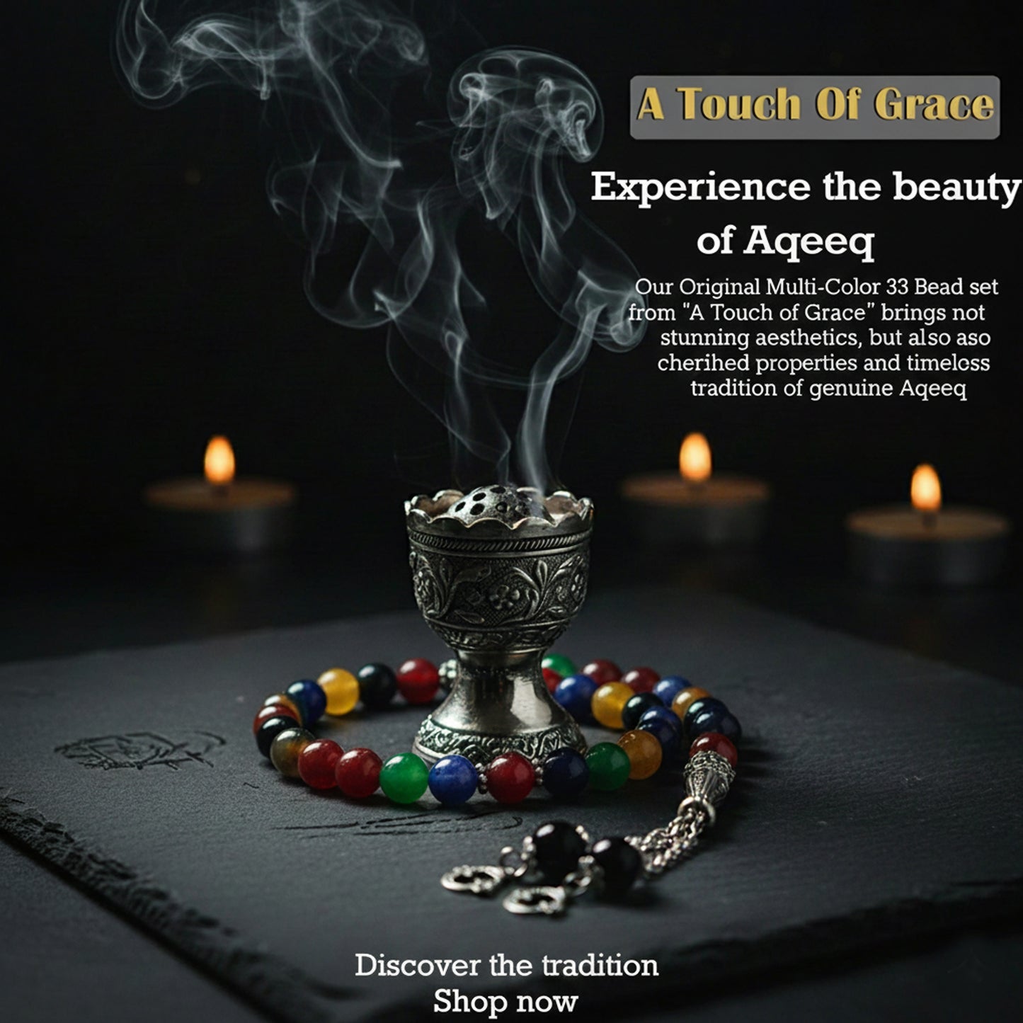 Original Multi Color Aqeeq 33 Beads Tasbih