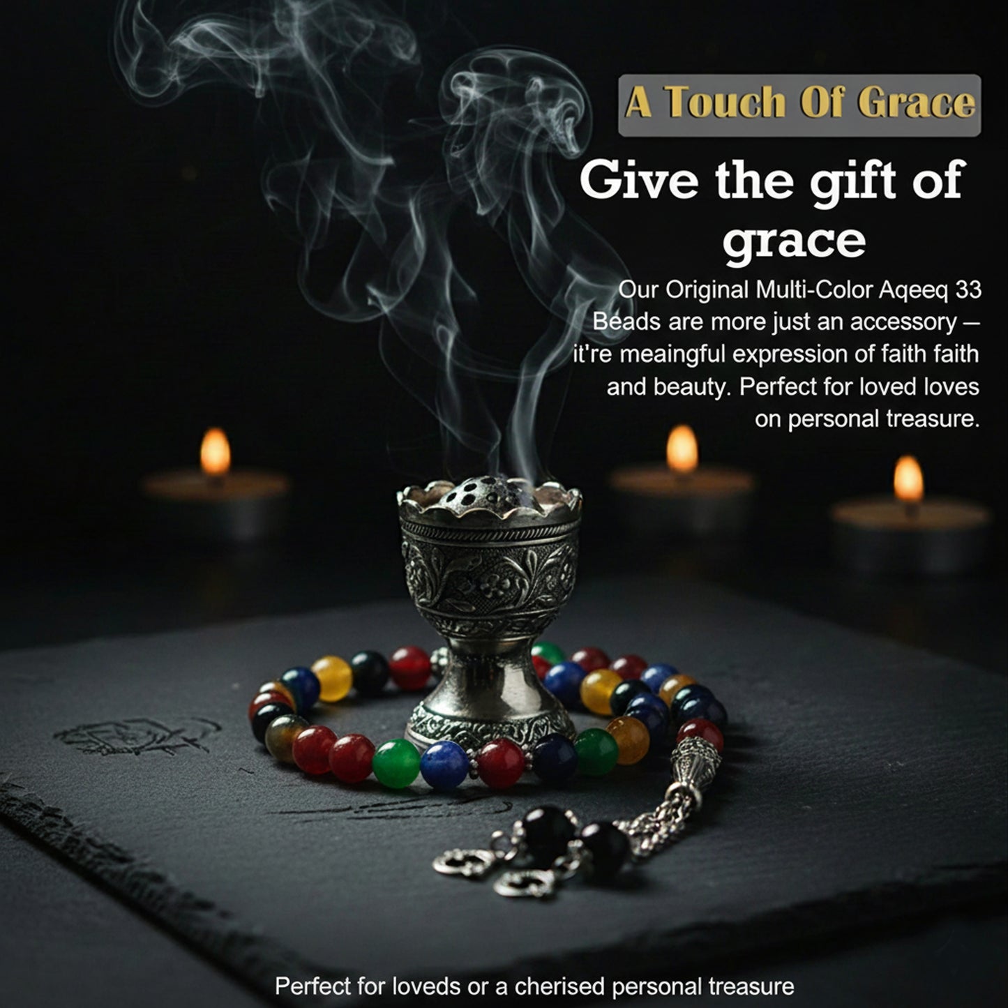 Original Multi Color Aqeeq 33 Beads Tasbih