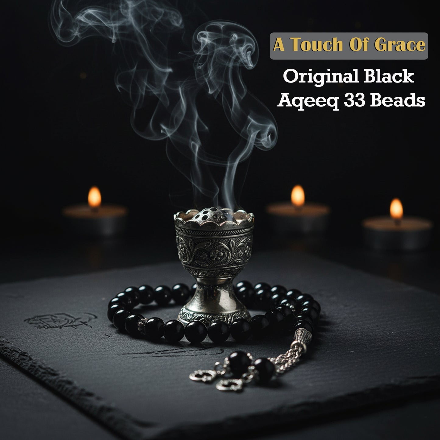 Original Black Aqeeq 33 Beads Tasbih