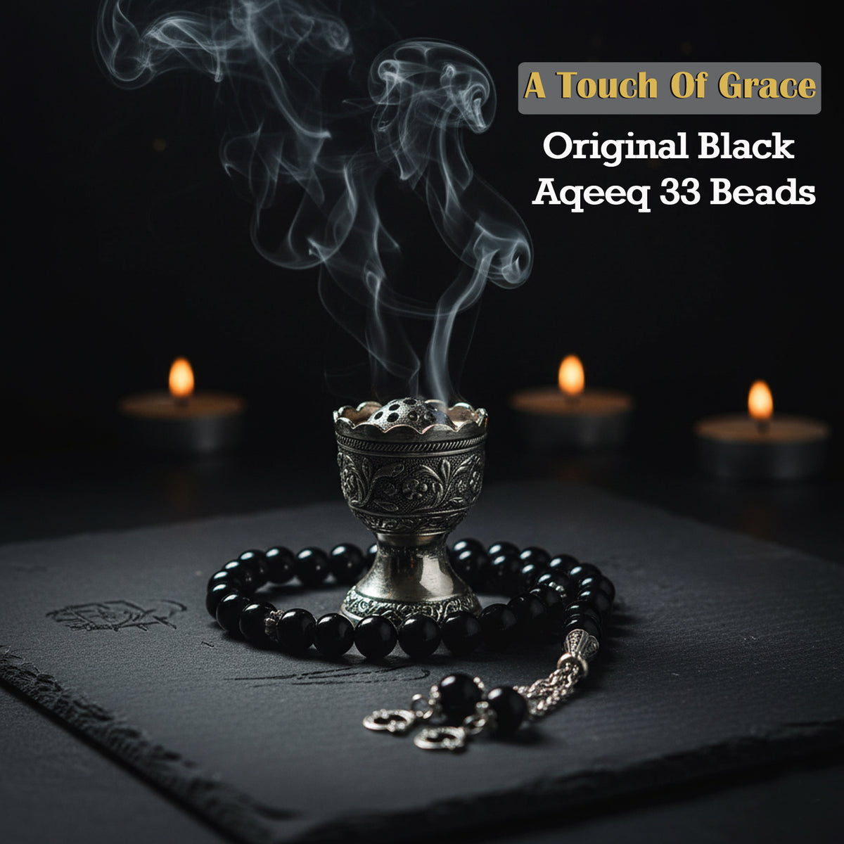 Original Black Aqeeq 33 Beads Tasbih