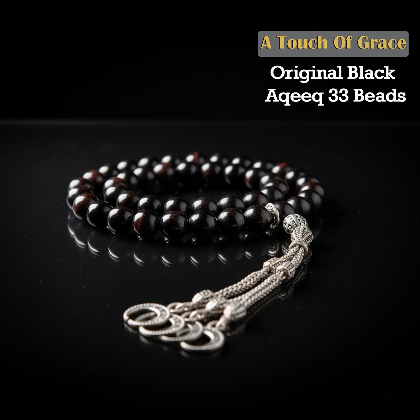 Original Black Aqeeq 33 Beads Tasbih