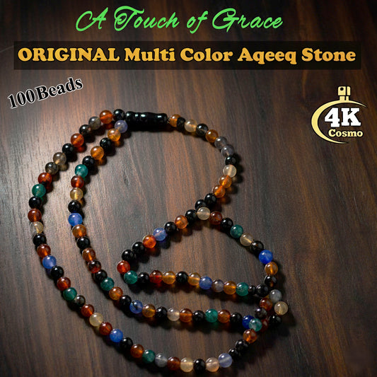 Original Multi Color Aqeeq 100 Beads Tasbih